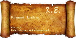 Kremer Endre névjegykártya